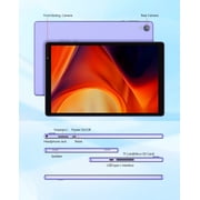 Android Tablet, 10 inch Android 14 Tablet, Quad-core CPU, RAM 4GB(2G+2G), ROM 32GB (Up to 1TB), 800x1280 IPS, WiFi 6, 2MP+2MP, 6000mAh, Purple