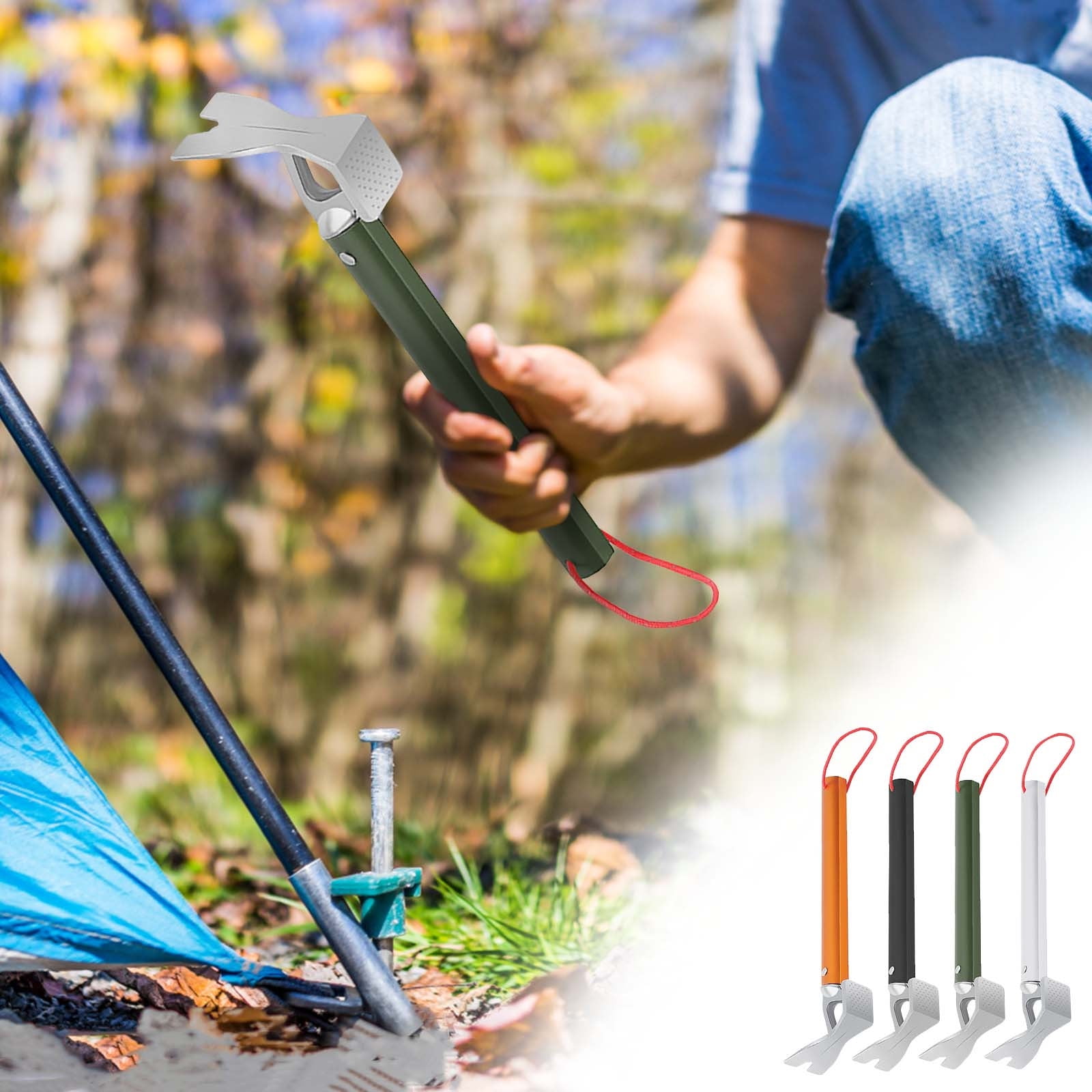 Tarmeek Camping Hammer with Hook 12 Inch Lightweight Aluminum Tent Stake Hammer with Peg Puller Portable Multi-Tool for Outdoor Hiking Camping and Travel Orange