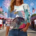 thumbnail image 6 of GEWSEY 4Th of July Shirts Women 3/4 Sleeve Crewneck Cute Shirts Casual Print T Shirt (Blue, XL), 6 of 8