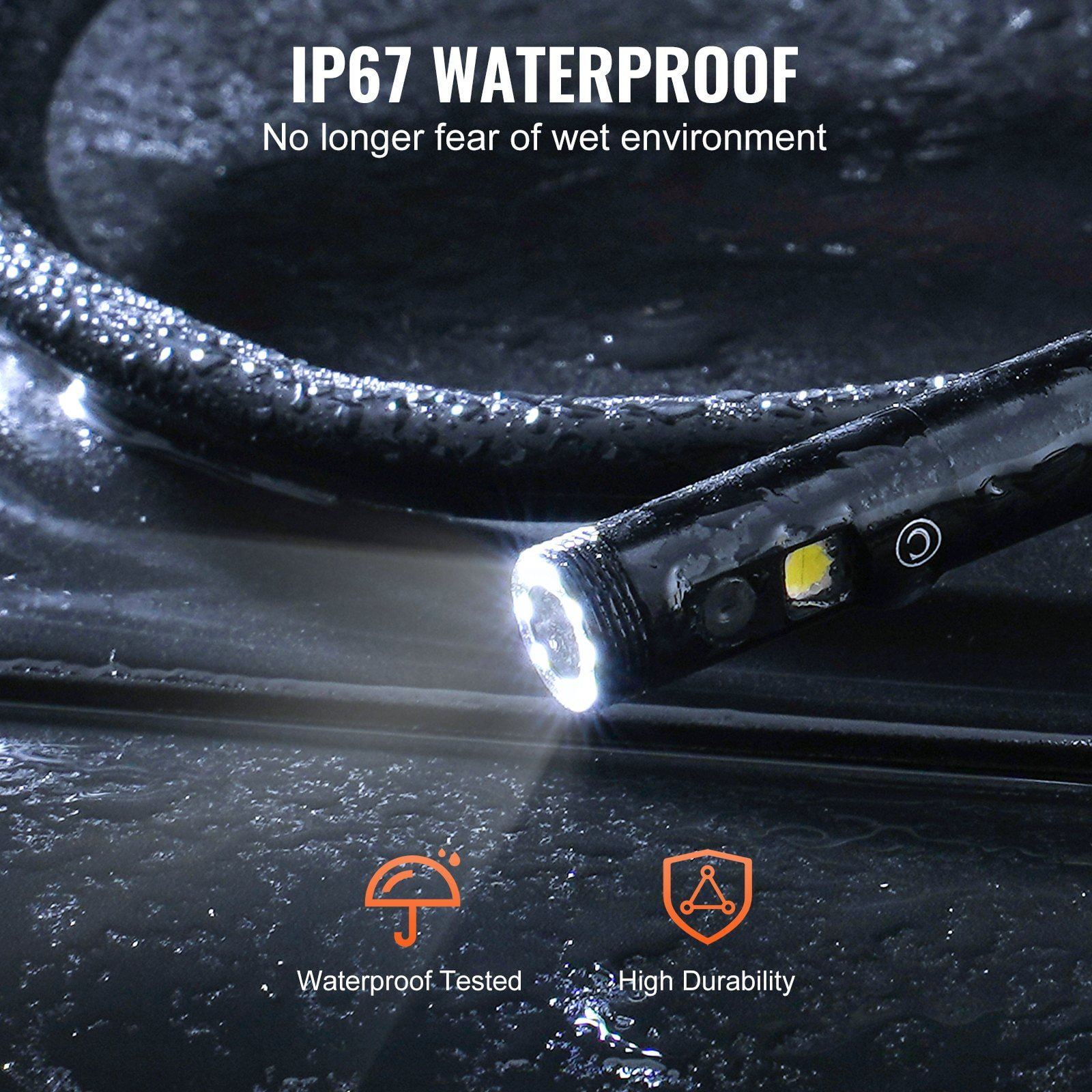 Endoscope Camera with Light Dual Lens Industrial Borescope 4.3 Inch Screen 1080P Inspection Camera 8 Plus 1 Lights 4X Zoom IP67 Waterproof Snake Camera for Auto Plumbing 16.4FT Cable 32GB Card