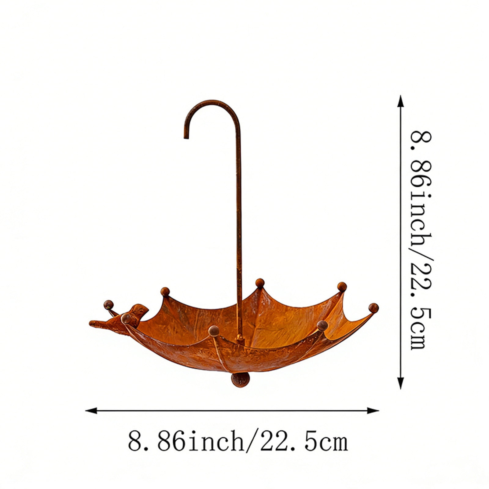 DAMAI Metal Umbrella Bird Feeders, Upside Down Umbrella Shape Bird Feeder with Hooks, Hummingbird Feeder for Outside, Metal and Water Bowl, Garden Backyard Decor, Brown