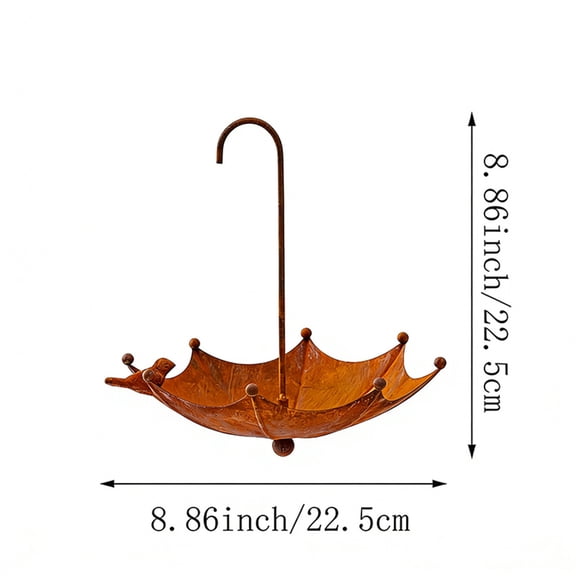 FEOLGEHLY 8.86Inch Metal Rusted umbrella-shaped bird feeder, Unique Bird Bath for Outside, Home Decor, Hummingbird Feeders for Outdoors Garden Patio Yard Lawn, for Halloween Birthdays Mother'S Day