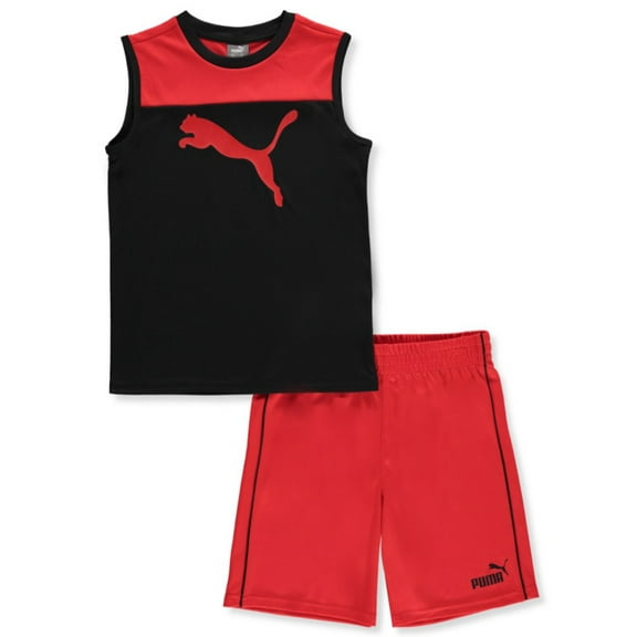 PUMA BOYS OUTFIT - 231 RED BLACK SZ 6 - BASKETBALL SOCCER SHIRT SHORTS SET 2