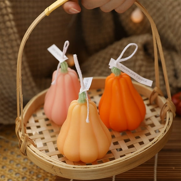 Nsxcdh Pumpkin Candle Paraffin Soy Wax 2.4x2.4x3.1in Orange Pink Yellow Tea Light Autumn Thanksgiving Festive Gift Decor Home