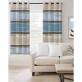 thumbnail image 2 of Blue Wood Grain Blackout Curtains for Bedroom Living Room Darkening Curtains 63 Inches Long Vintage Country Watercolor Striped Window Curtain 2 Panels Set Window Treatment Grommet Drapes 52"x63", 2 of 9