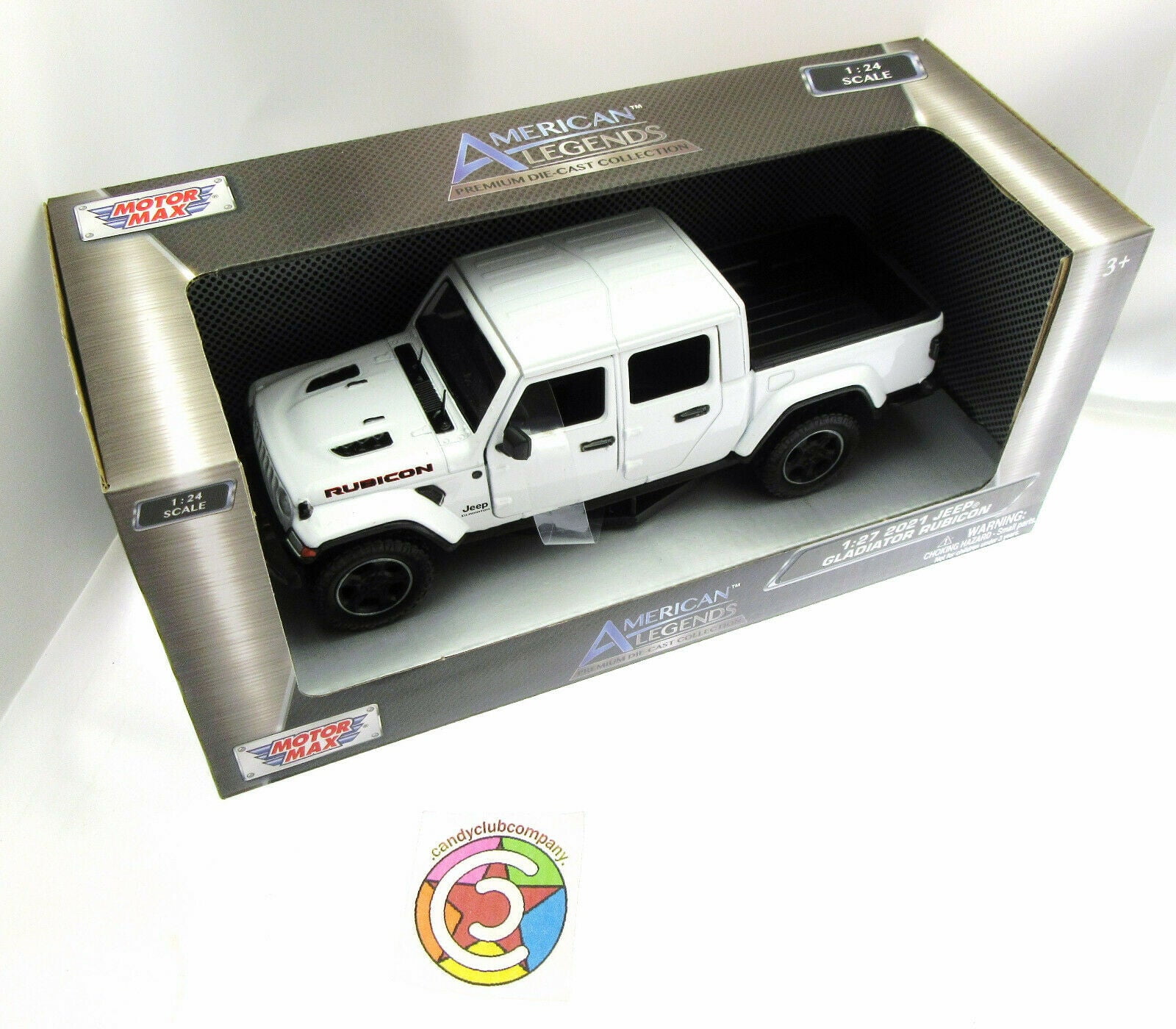 2021 Jeep Gladiator Rubicon (Closed Top) Pickup Truck Black 1/24-1/27 Diecast Model Car by Motormax