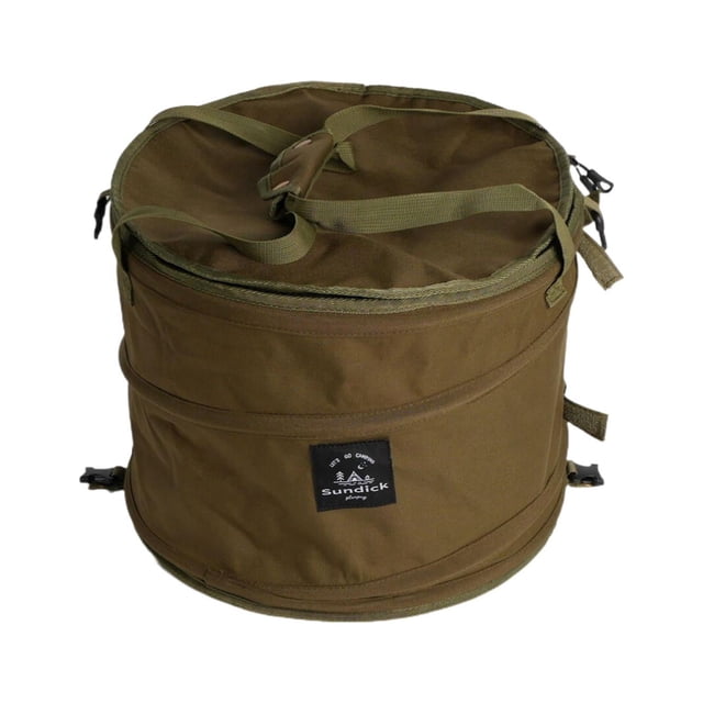 Bolsa de basura plegable para acampar con cierre de clavo, organizador y reciclable. Verde oscuro
