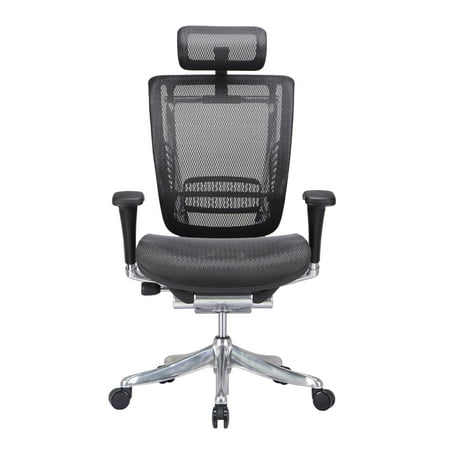 UPC: 0789185932572 | GM Seating Enklave XL Mesh Executive Hi Swivel Chair Chrome Base with Headrest  Black
