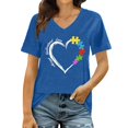 thumbnail image 2 of Women's Short Sleeve T-shirt Awareness Shirt For Women I Wear Blue Tshirt Mom T Shirt Puzzle Piece Short Sleeve Tops,Blue Women's Short sleeve T-shirt M, 2 of 4