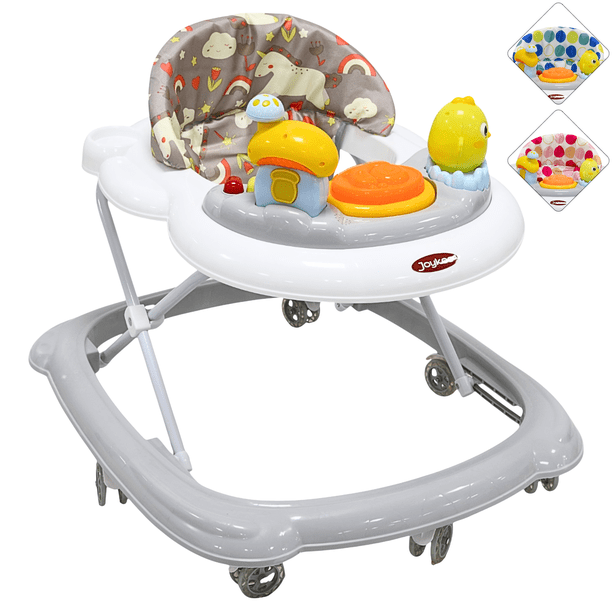 Andadera para Bebé Juguetes Pollito Musical Altura Ajustable Ruedas de Goma Apta desde 6 meses y hasta 12 kg - Gris