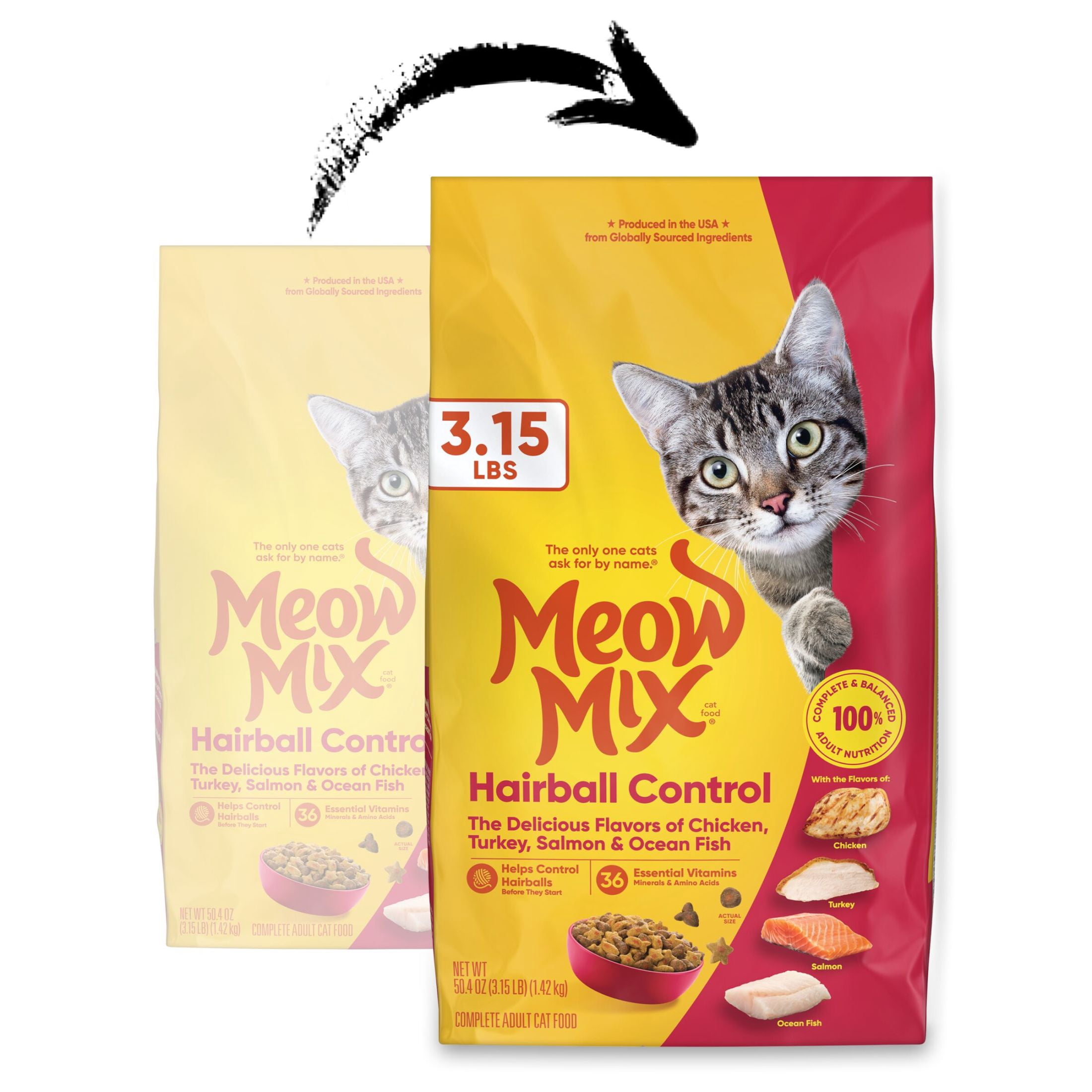 Meow Mix Dry Cat Food, Hairball Control, Chicken, Turkey, Salmon