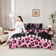 thumbnail image 4 of Erosebridal 3D Print Pearl Bowknot Twin Bedding Sets 7-Piece for Teens,Girls Vintage Leopard Print Bedding Comforter Set,Black Reversible,Breathable Home Decor, 4 of 6