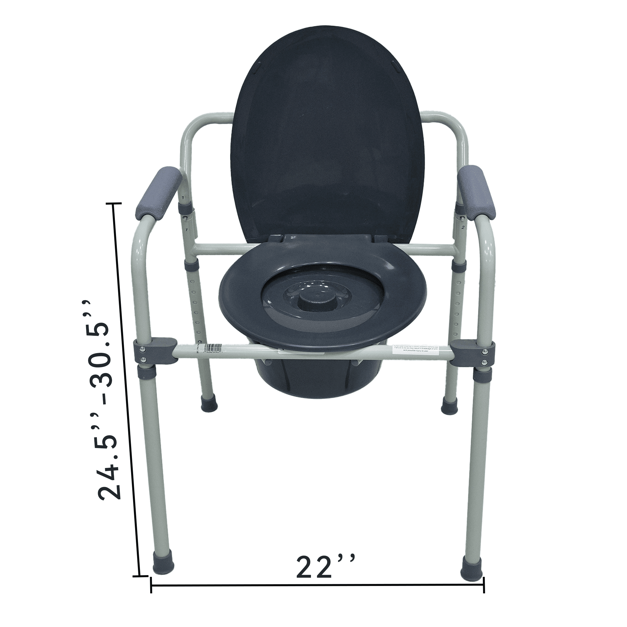 Equate Steel Foldable 3-in-1 Bedside Commode Toilet, Gray – 400 lb Weight Capacity