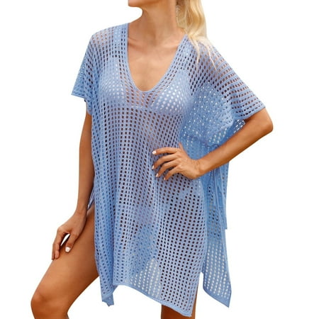 HexaHive Women s Knitted Sheer Beach Cover-Up Bikini Dress - Sexy Hollow Out for Summer