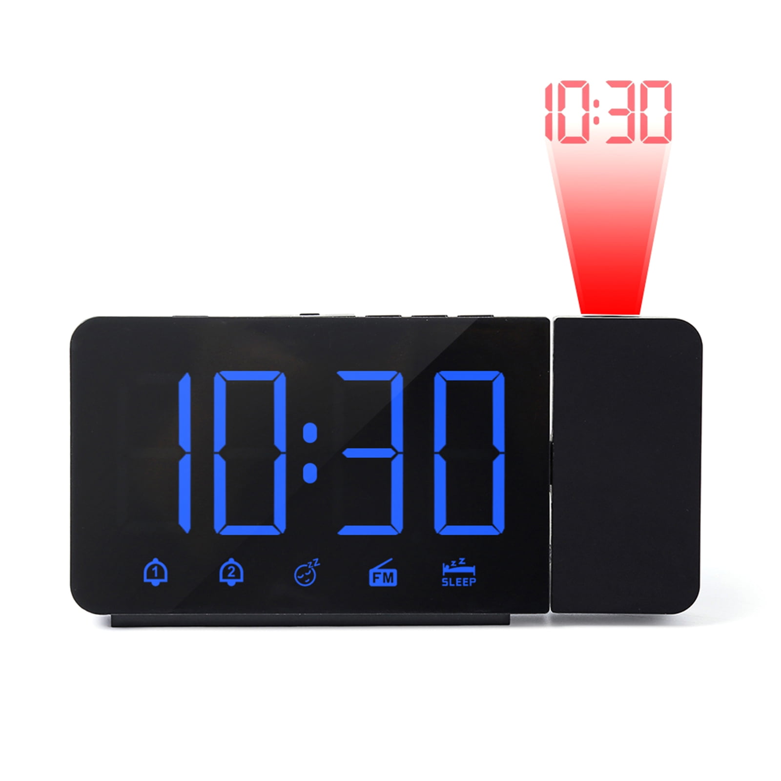 Digital Alarm Clock LCD LED Projector Projection FM Radio Snooze 5" Large Screen 