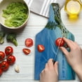 thumbnail image 3 of Lake Cutting Board, Clear Dreamy Sky over Inland Creek Surrounded by Land Liquid Surface of Earth Print, Tempered Glass Cutting and Serving Board, Wine Bottle Shape, Blue Grey, by Ambesonne, 3 of 5