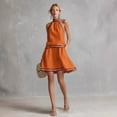 thumbnail image 2 of 2026 New Women's Black Halter Neck A-Line Mini Dress with White Trim, Sleeveless Casual Summer Swing Dress, 2 of 5