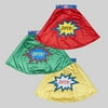 CAPE SATIN SUPERHERO KIDS DELUXE 3AST YELLOW/RED/GREEN COLORS, Case Pack of 18