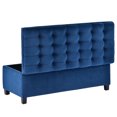 thumbnail image 5 of 46" Storage Upholstered Bench, Upholstered Bench Chair with Storage Cabinet and Padded Seat, Button Tufted Footrest Ottoman with Flip Top for Living Room Bedroom, Space Saving, Blue, 5 of 7