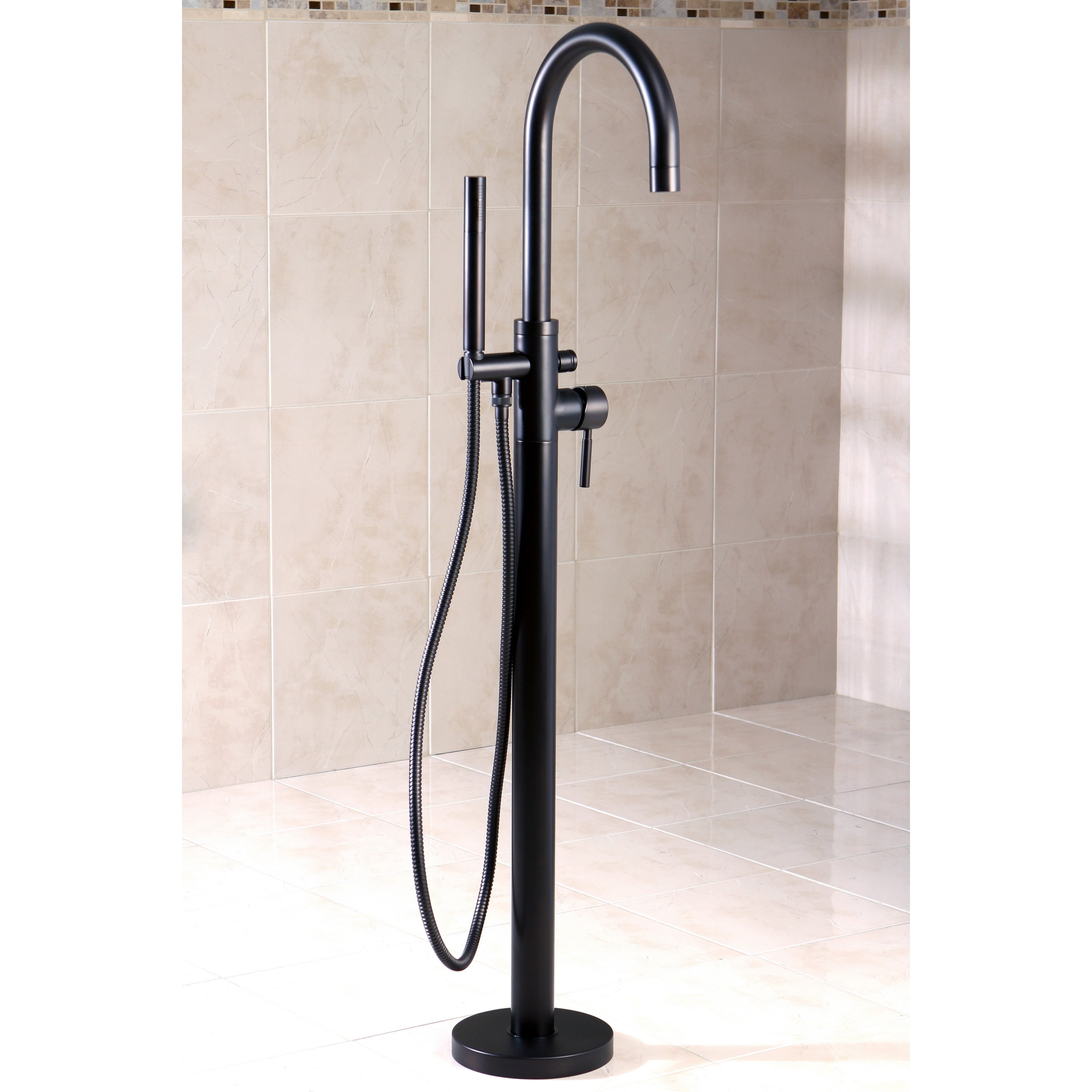 Kingston Brass Floor Mount Oil Rubbed Bronze Tub Filler With Hand