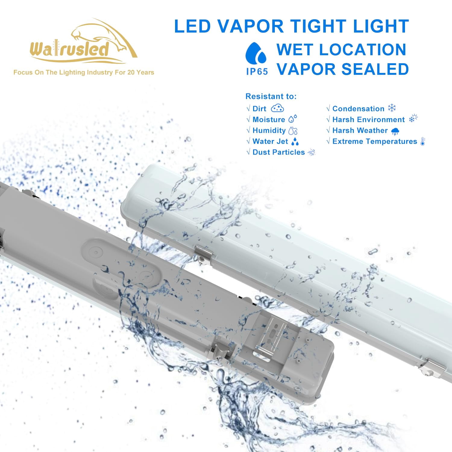 2FT Tri-Level Motion Sensor LED Vapor Tight Emergency Light, Battery Backup, IP65 IK08, 10W(1250lm)/20W(2500lm),5000K, Dimmable,Outdoor Waterproof Shop Light,Vapor Proof Light Fixture for Carport,FCC