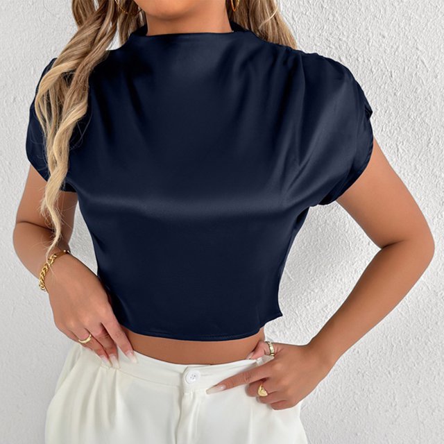 LOVZFMLL Hauts d'Été pour Femmes Décontracté Couleur Unie Col Rond à Capuche T-shirt à Manches Courtes d'Été