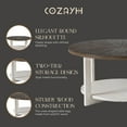 thumbnail image 4 of COZAYH Rustic Farmhouse Large Round Wood Coffee Table with Storage Shelf, Brown, 4 of 10