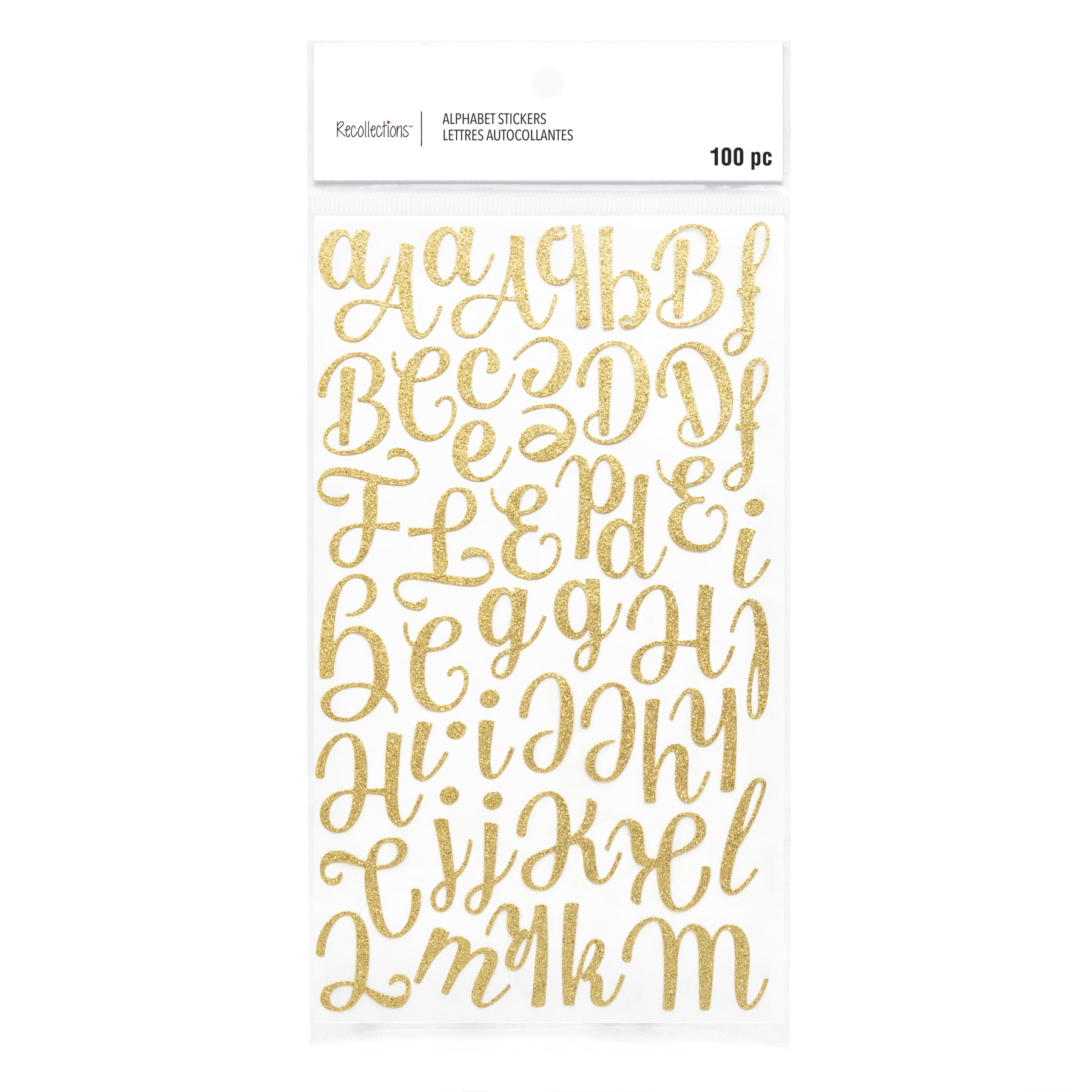 Recollections Gold Glitter Script Alphabet Stickers, 12 Pack