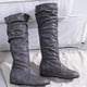 thumbnail image 4 of Amzcrzy Zapatos de mujer,Zapatos de mujer,Zapatillas de mujer, Botas largas de invierno de color liso para mujer, tacón plano, punta redonda, hasta la rodilla Sandalias Mujer Zapatillas De Casa, 4 of 5