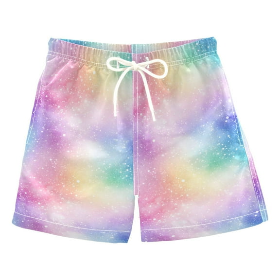 ALAZA Boys Swim Trunks Rainbow Tie-dye-a1 Beach Board Shorts Drawstring Swimsuit L