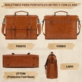 thumbnail image 3 of Lubardy Vintage Portafolios para Hombre 15.6 Pulgadas,Maletin para Laptop PU Piel Retro,Bolsa de Mensajero Impermeable,portafolio para Ejecutivo,Negocios(Marr&oacute;n+carpetas), 3 of 8