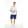 thumbnail image 3 of QPNGRP Men's Linen Cotton Casual Classic Fit Shorts Flat Front Drawstring Summer Beach Shorts with Pockets blue L, 3 of 5