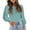 Light Blue, variant on Idoravan Long Sleeve Shirts for Women Women's Spring and Autumn Round Neck Solid Color Puff Sleeve Button Long Sleeve Loose Casual Shirt Top