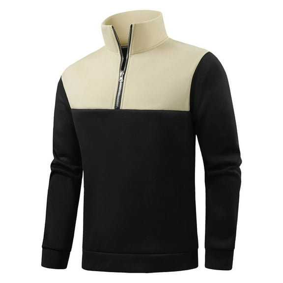 Mens Pullover Sweatshirt Casual Sevevn Men's Color Blocked Sweatshirt Quarter Zip Fashion And Casual Long Sleeved Base Shirt