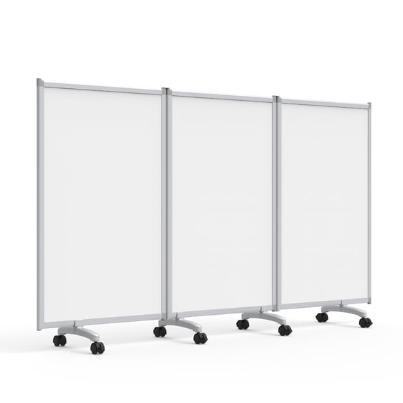 Luxor 3-Panel Mobile Magnetic Whiteboard Room Divider - 91" x 53.5"