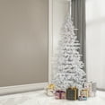 thumbnail image 5 of Vickerman 7.5' Flocked White Slim Artificial Christmas Tree, Warm White LED Lights, 5 of 5