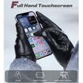 thumbnail image 3 of Women's Winter PU Leather Gloves with Touchscreen, Wool Lining, Cross-Over Wrist, Wind-Resistant Cold Weather Driving Gloves for Phone, Commuting & Outdoor Use, Black - L, 3 of 6