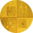 thumbnail image 1 of Ahgly Company Indoor Round Abstract Yellow Modern Area Rugs, 5' Round, 1 of 4