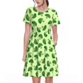 thumbnail image 1 of Easygdp Broccoli Vegetables para Vestido Transpirable de Mujer, Vestido Suelto de Manga Corta con Pliegues y Bolsillos para el Verano, 1 of 6