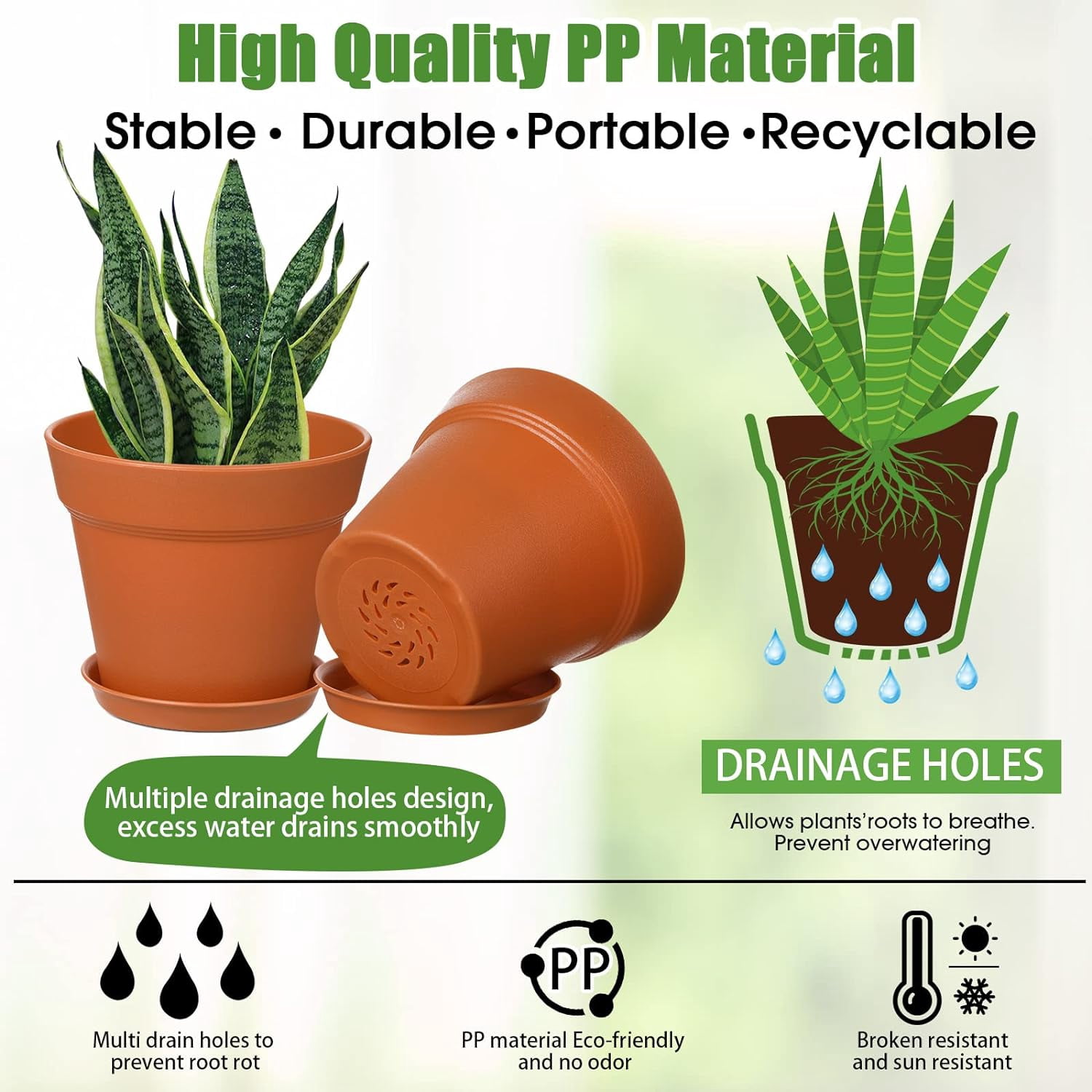 54 Pack 4 Inch Plant Pots Bulk Small Planter with Drainage Hole and Saucer Small Plastic Pots for Flowers Succulent Cactus and All House Indoor(Terracotta)