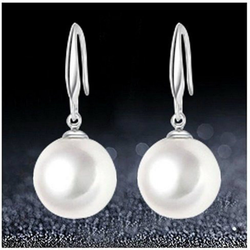 Silver Fish Hook Earring Dangle White 