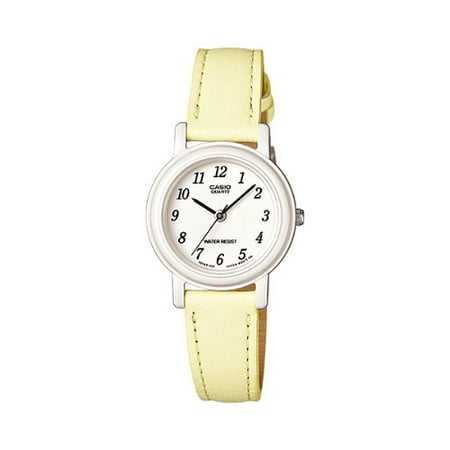 Casio Women's Yelloe/Beige Genuine Leather Analog Watch LQ139L-9B