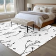 thumbnail image 5 of Black White Plant Washable Living Room Rugs 6'x9', Boho Floral Farmhouse Leaf Retro Flower Botanical Low Pile Throw Large Area Rug Non-Slip Sturdy Edge Binding Carpet for Dining Room Kitchen Office, 5 of 9
