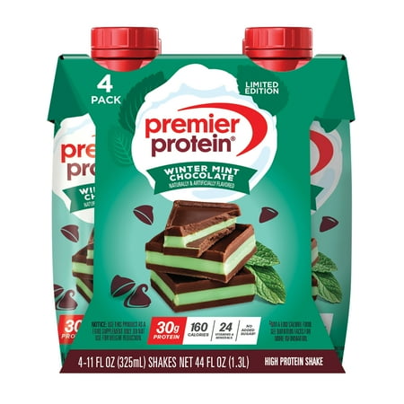 Premier Protein Shake, Winter Mint Chocolate Limited Time, 30g Protein, 11 Fl Oz, 4 Ct