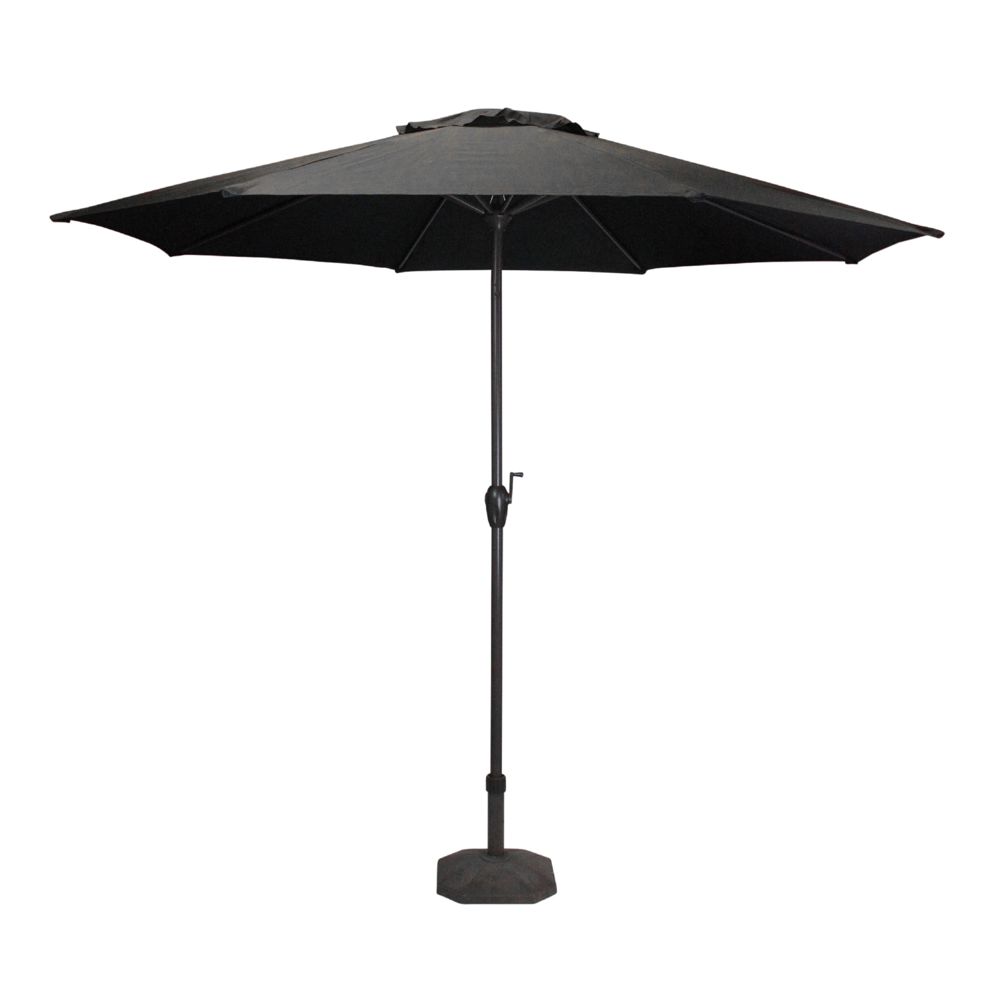 9 Outdoor Patio Umbrella With Hand Crank And Tilt Black And Brown Walmart Com Walmart Com