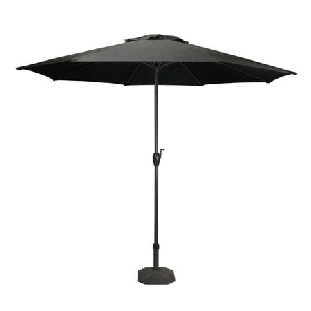 9ft Outdoor Patio Market Umbrella With Hand Crank And Tilt Black Walmart Canada