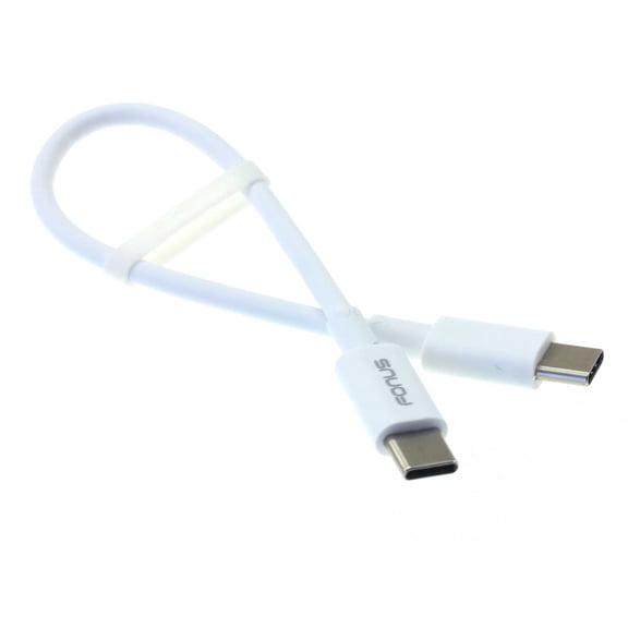 Short USB-C Cable PD Fast Charge for Samsung Galaxy S20/S21/S22/Plus/Ultra/FE - Cord Power Wire Wire Type-C to Type-C Sync White