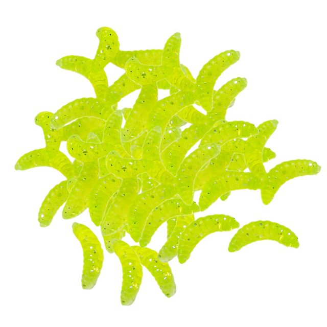Paquete de 100 Peces Blandos Blandos Mads Breet Beetle Seures Bait 0.5 G , Amarillo Macarena Cebo de gusano de pesca