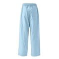 thumbnail image 4 of shoper Girls Linen Pants White Flowy Wide Leg Beach Trousers with Pockets High Waisted Casual Comfy Loose Pants Summer, 4 of 6