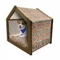 thumbnail image 1 of Cartoon Pet House, Retro Style Circles with Grid Mosaic Pattern Colorful Eighties Pop Art Illustration, Outdoor & Indoor Portable Dog Kennel with Pillow and Cover, 5 Sizes, Multicolor, by Ambesonne, 1 of 5